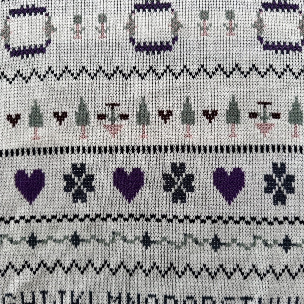 Vintage alphabet White and Purple Patterned Sweater teacher small - Picture 8 of 12